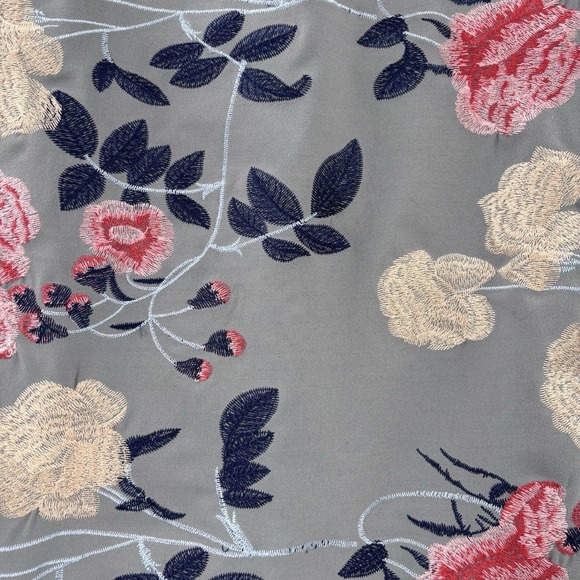 Eci NY Blue Embroidered Floral Pencil Skirt Women's Medium Romantic Academia - Picture 2 of 9